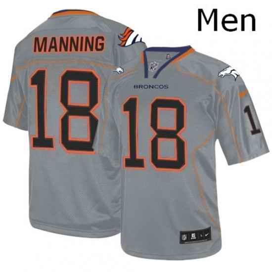 Men Nike Denver Broncos 18 Peyton Manning Elite Lights Out Grey NFL Jersey